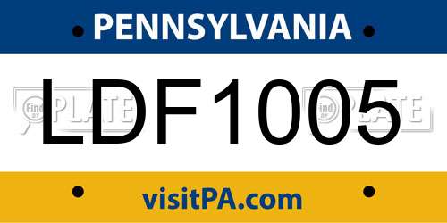 LDF1005 Pennsylvania License Plate