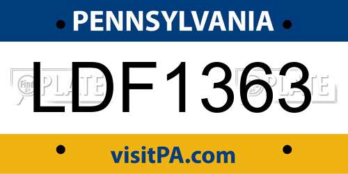 LDF1363 Pennsylvania License Plate