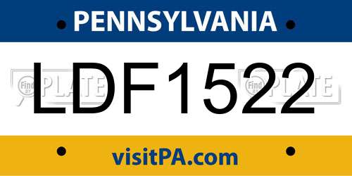 LDF1522 Pennsylvania License Plate