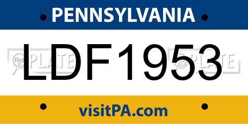 LDF1953 Pennsylvania License Plate