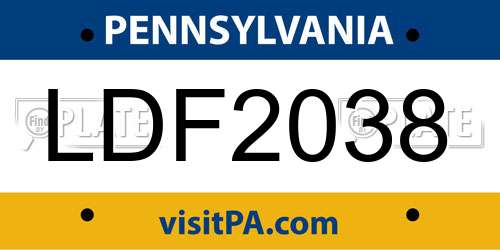 LDF2038 Pennsylvania License Plate