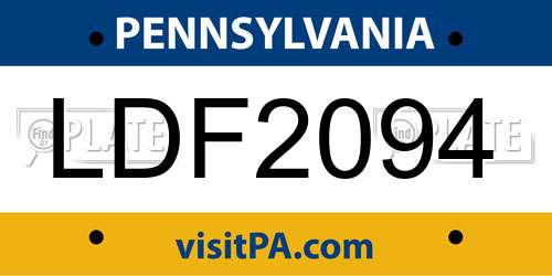 LDF2094 Pennsylvania License Plate