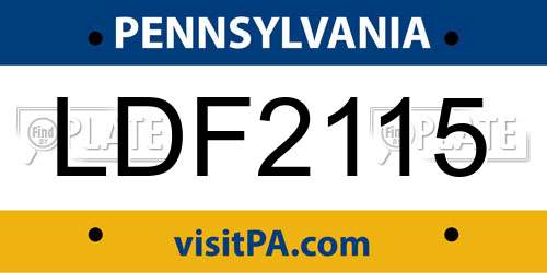LDF2115 Pennsylvania License Plate