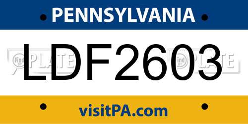 LDF2603 Pennsylvania License Plate