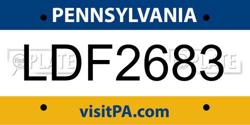 LDF2683 Pennsylvania License Plate