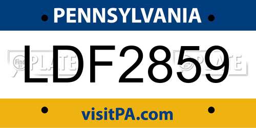 LDF2859 Pennsylvania License Plate