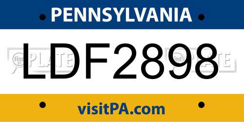 LDF2898 Pennsylvania License Plate