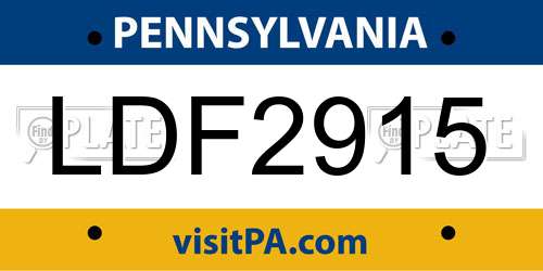 LDF2915 Pennsylvania License Plate