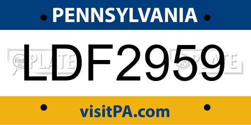 LDF2959 Pennsylvania License Plate