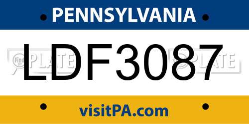 LDF3087 Pennsylvania License Plate