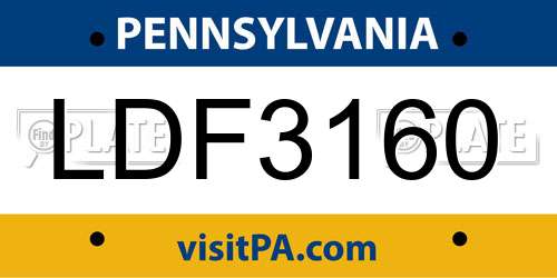 LDF3160 Pennsylvania License Plate