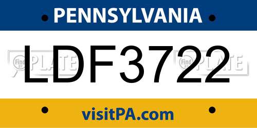 LDF3722 Pennsylvania License Plate