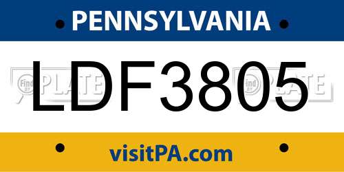 LDF3805 Pennsylvania License Plate
