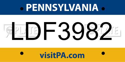 LDF3982 Pennsylvania License Plate
