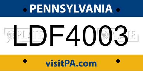 LDF4003 Pennsylvania License Plate