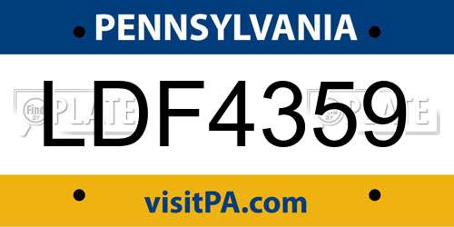 LDF4359 Pennsylvania License Plate