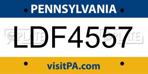LDF4557 Pennsylvania License Plate