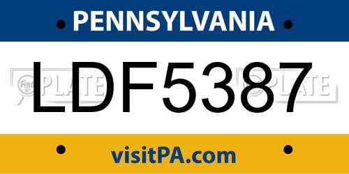 LDF5387 Pennsylvania License Plate
