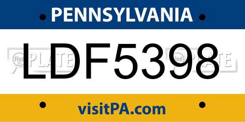 LDF5398 Pennsylvania License Plate