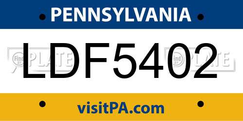 LDF5402 Pennsylvania License Plate