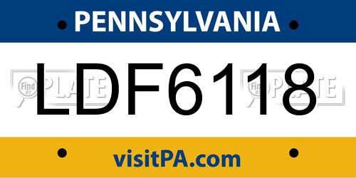 LDF6118 Pennsylvania License Plate
