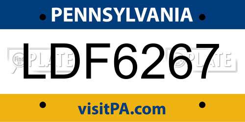 LDF6267 Pennsylvania License Plate