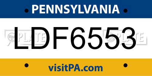 LDF6553 Pennsylvania License Plate