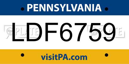 LDF6759 Pennsylvania License Plate