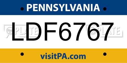 LDF6767 Pennsylvania License Plate