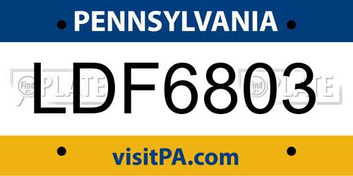 LDF6803 Pennsylvania License Plate