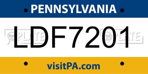 LDF7201 Pennsylvania License Plate