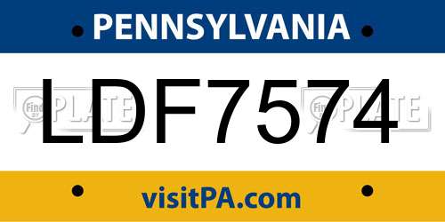 LDF7574 Pennsylvania License Plate