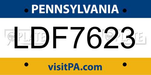 LDF7623 Pennsylvania License Plate