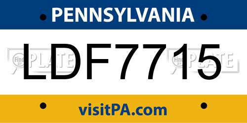 LDF7715 Pennsylvania License Plate