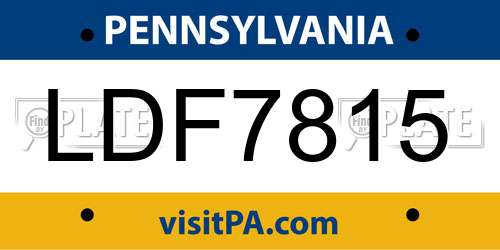 LDF7815 Pennsylvania License Plate