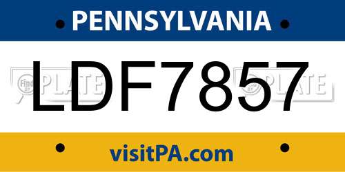 LDF7857 Pennsylvania License Plate