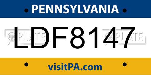 LDF8147 Pennsylvania License Plate