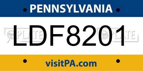 LDF8201 Pennsylvania License Plate