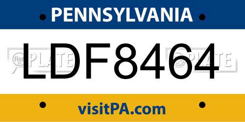 LDF8464 Pennsylvania License Plate