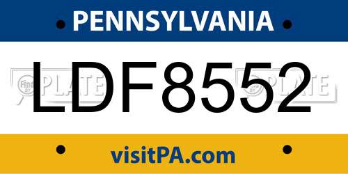 LDF8552 Pennsylvania License Plate