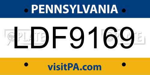 LDF9169 Pennsylvania License Plate
