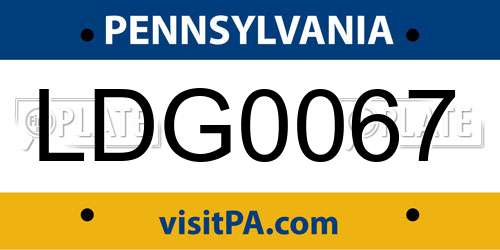 LDG0067 Pennsylvania License Plate