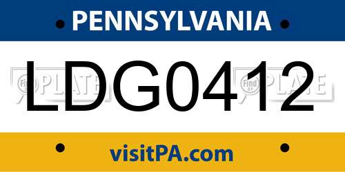 LDG0412 Pennsylvania License Plate