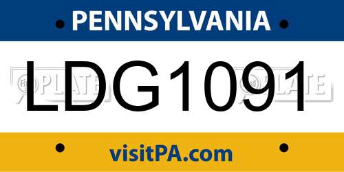 LDG1091 Pennsylvania License Plate