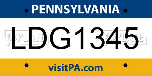 LDG1345 Pennsylvania License Plate