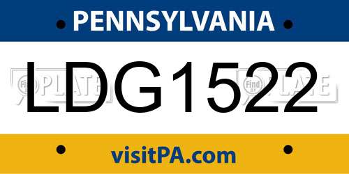 LDG1522 Pennsylvania License Plate