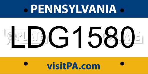 LDG1580 Pennsylvania License Plate