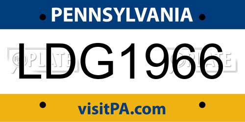 LDG1966 Pennsylvania License Plate