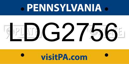LDG2756 Pennsylvania License Plate