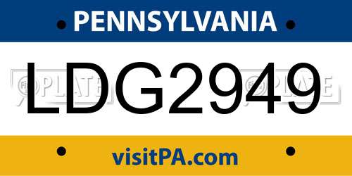 LDG2949 Pennsylvania License Plate